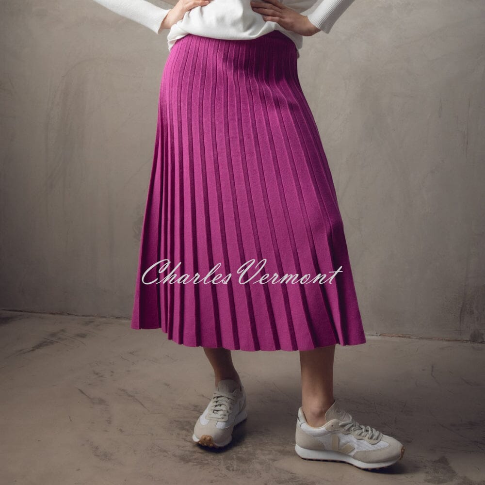 Marble Pleated Knit Skirt Style 7176 222 Magenta