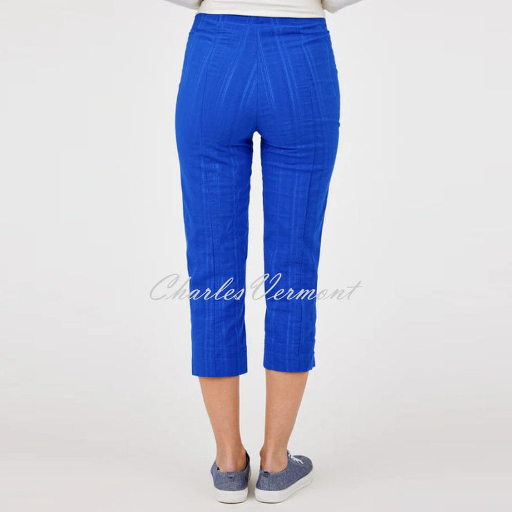 Robell Marie 07 Seersucker Capri Trouser 51576-54554-67 (Royal Blue)