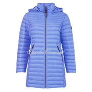 Fransden Lightly Padded Longline Coat - Style 224-588-65 (Cornflower Blue)