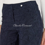 Robell Bella 09 - 7/8 Cropped Trouser 51560-54401-69 (Navy Leaf Jacquard)