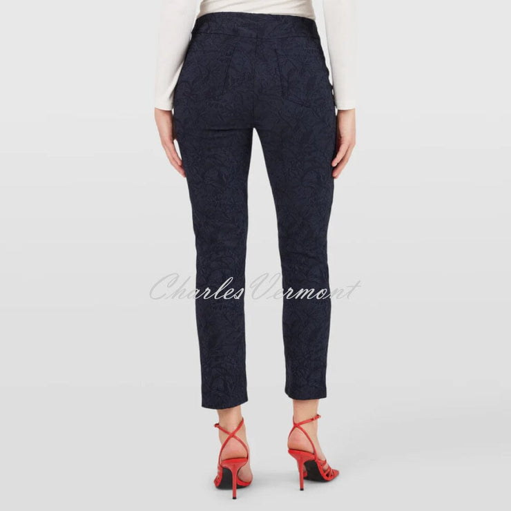 Robell Bella 09 - 7/8 Cropped Trouser 51560-54401-69 (Navy Leaf Jacquard)