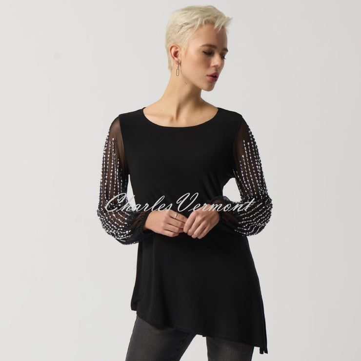 Joseph Ribkoff Asymmetric Tunic Top With Beading Detail - Style 233002