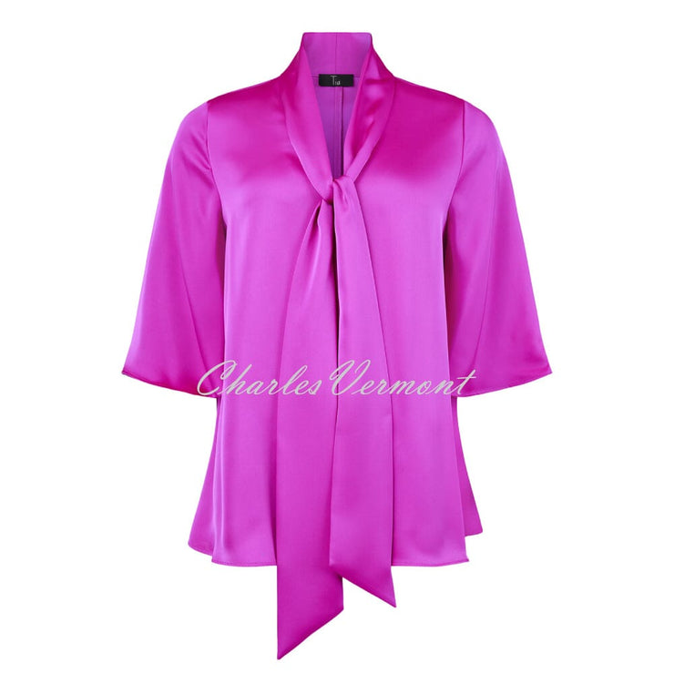 Tia Satin Pussybow Blouse - Style 73063-7580-55