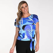 Frank Lyman Printed Top With Tied Knot Hem - Style 241218