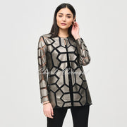 Joseph Ribkoff Geometric Patterned Jacket - Style 241905 (Gunmetal / Black)