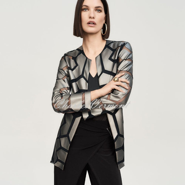 Joseph Ribkoff Geometric Patterned Jacket - Style 241905 (Gunmetal / Black)