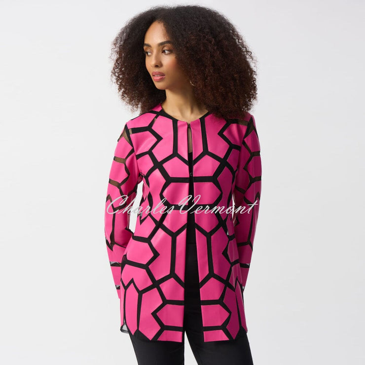 Joseph Ribkoff Geometric Patterned Jacket - Style 241905 (Geranium / Black)