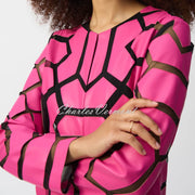 Joseph Ribkoff Geometric Patterned Jacket - Style 241905 (Geranium / Black)