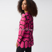 Joseph Ribkoff Geometric Patterned Jacket - Style 241905 (Geranium / Black)