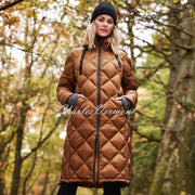 Normann Quilted Longline Coat - Style 8623-400-18 (Russet Brown)