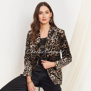 Tia Animal Print Velvet Blazer Jacket - Style 77592-7858-88