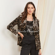 Tia Animal Print Velvet Blazer Jacket - Style 77592-7858-88