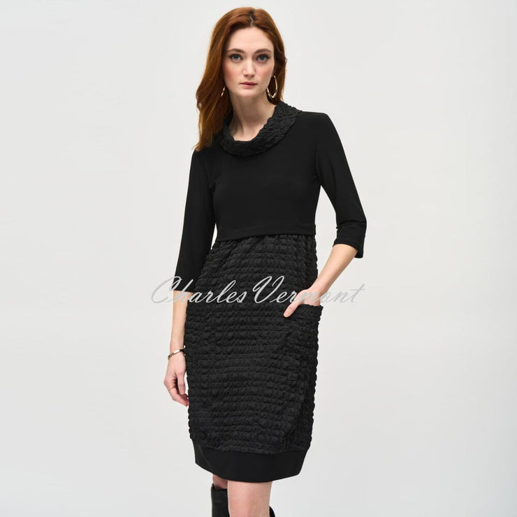 Joseph Ribkoff Bubble Jacquard Cocoon Dress - Style 243114 (Black)