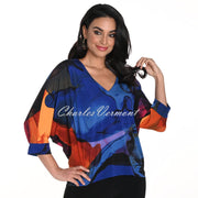 Frank Lyman Abstract Sunset Print V-neck Top - Style 243138