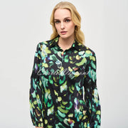 Joseph Ribkoff Abstract Print Blouse With Lace Sleeve Detail - Style 243205