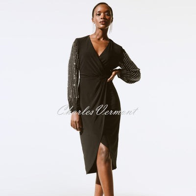 Joseph Ribkoff Wrap Dress With Beaded Sleeve - Style 243726