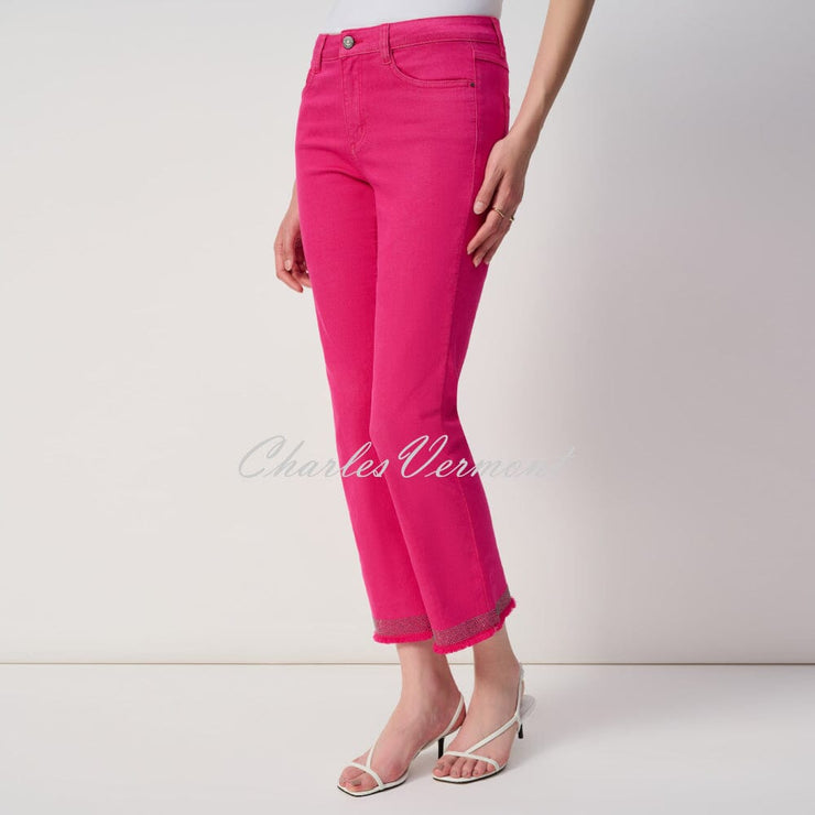 Joseph Ribkoff Cropped Jean With Diamante Frayed Hem - Style 243964 (Geranium)