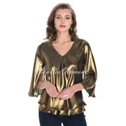 Frank Lyman V-Neck Top - Style 244142 (Gold / Black)