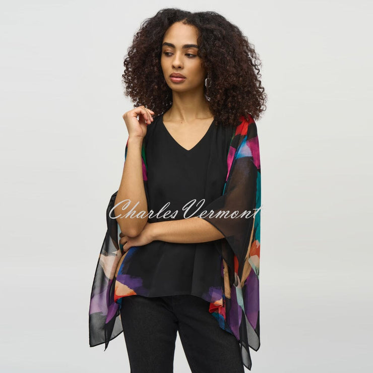 Joseph Ribkoff Chiffon Abstract Print Poncho Top - Style 244174