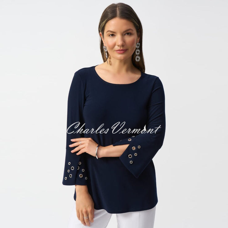 Joseph Ribkoff Tunic Top With Rhinestone Eyelet Sleeves - Style 251141