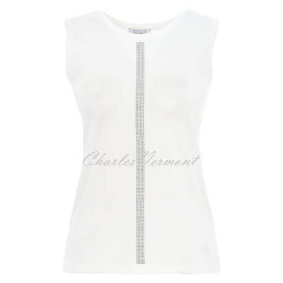 Dolcezza Sleeveless Top with Silver Stud Detail - Style 25134 (White)