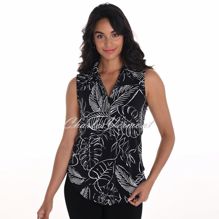 Frank Lyman Tropical Leaf Print Sleeveless Top - Style 251354