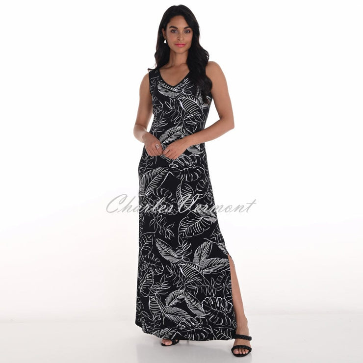 Frank Lyman Tropical Leaf Print Maxi Dress - Style 251356