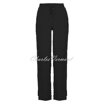 Dolcezza 'On The Boardwalk' Seersucker Wide Leg Trouser - Style 25162 (Black)