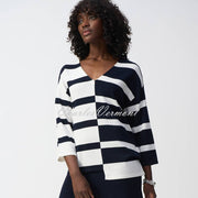 Joseph Ribkoff Striped V-Neck Sweater - Style 251914