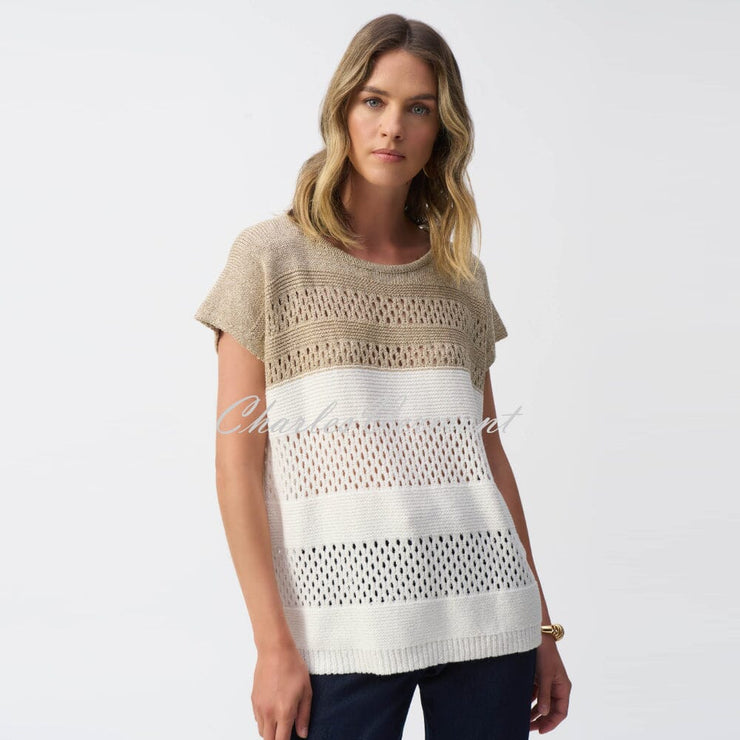 Joseph Ribkoff Colour Block Metallic Knit Sweater - Style 251927