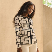 Joseph Ribkoff Geometric Zip Jacket - Style 251932 (Moonstone / Black)