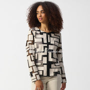 Joseph Ribkoff Geometric Zip Jacket - Style 251932 (Moonstone / Black)