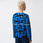 Joseph Ribkoff Geometric Zip Jacket - Style 251932 (Coastal Blue / Black)