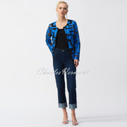 Joseph Ribkoff Geometric Zip Jacket - Style 251932 (Coastal Blue / Black)