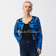 Joseph Ribkoff Geometric Zip Jacket - Style 251932 (Coastal Blue / Black)