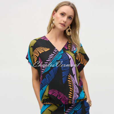 Joseph Ribkoff Tropical Leaf Print Top - Style 252148