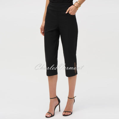 Joseph Ribkoff Capri Trouser With Decorative Ladder Detail - Style 252192 (Black)