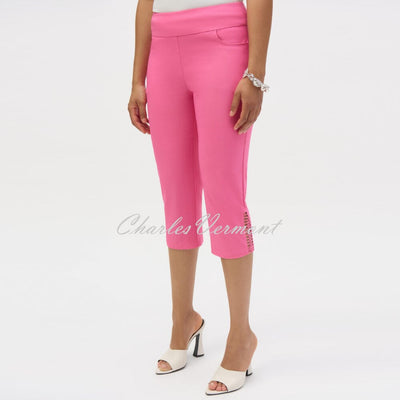 Joseph Ribkoff Capri Trouser With Decorative Ladder Detail - Style 252192 (Bubble Gum)