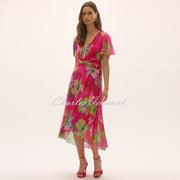 Joseph Ribkoff Metallic Fit and Flare Floral Print Dress - Style 252707