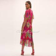 Joseph Ribkoff Metallic Fit and Flare Floral Print Dress - Style 252707