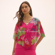 Joseph Ribkoff Metallic Floral Print Poncho Top - Style 252720