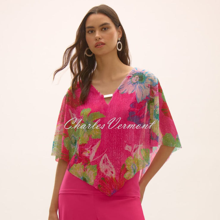 Joseph Ribkoff Metallic Floral Print Poncho Top - Style 252720