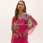 Joseph Ribkoff Metallic Floral Print Poncho Top - Style 252720