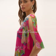 Joseph Ribkoff Metallic Floral Print Poncho Top - Style 252720