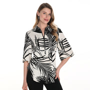 Frank Lyman Palm Leaf Print Zip Top - Style 256202