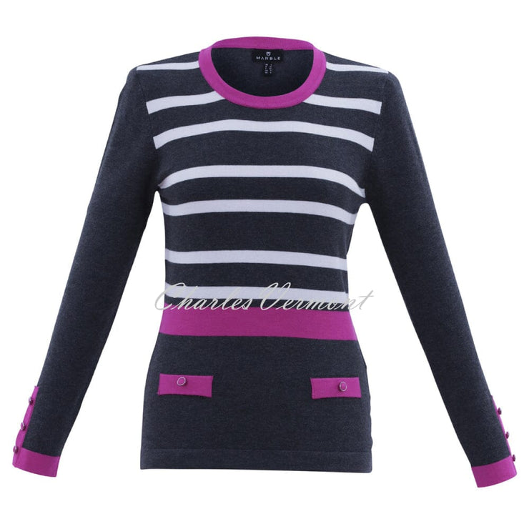 Marble Striped Sweater - Style 6326-222 (Magenta / Charcoal / White)