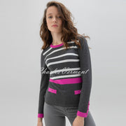 Marble Striped Sweater - Style 6326-222 (Magenta / Charcoal / White)