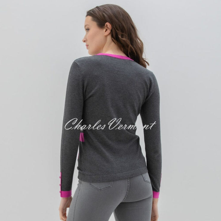 Marble Striped Sweater - Style 6326-222 (Magenta / Charcoal / White)