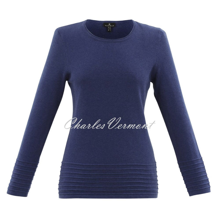 Marble Sweater With Raised Knit Detail - Style 6377-225 (Indigo)