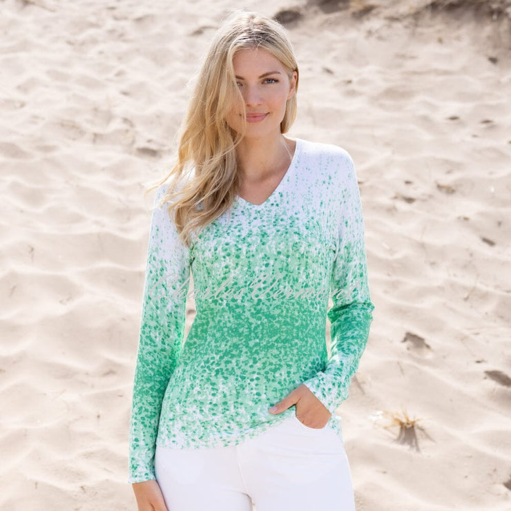 Marble Sweater - Style 6504-198 (White / Green)